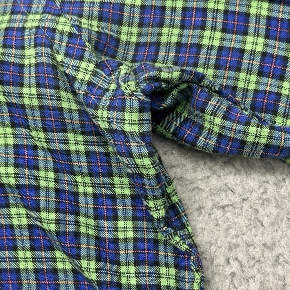 Ralph Lauren Polo Mens Large Green Plaid Orange Pony Brush Twill Button Up Shirt